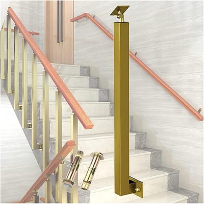 Baluster Paal - Trapleuning Ondersteuning - Hekwerk Monteren - Verstelbare Hoek - 105cm Hoog - Goud