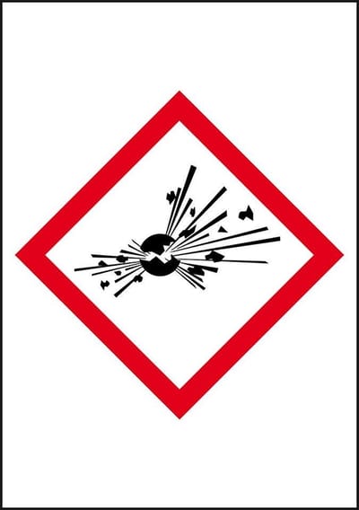 GHS01 explosieve stoffen sticker, 10 per vel, rechthoek 26 x 37 mm - 10 per vel