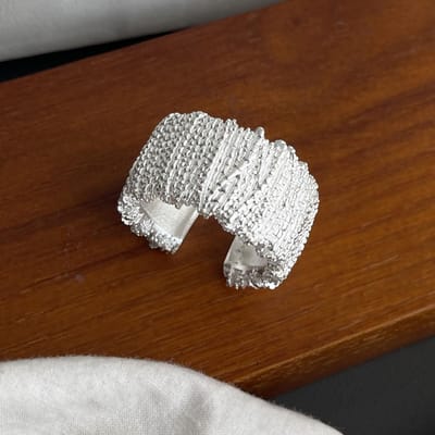 Anneaux en Cuivre Pour Femmes Géométriques Bijoux Fins Doigt Réglable Simple Interligne Anneau Large Pour Fête Cadeau d'Anniversaire resizable gray