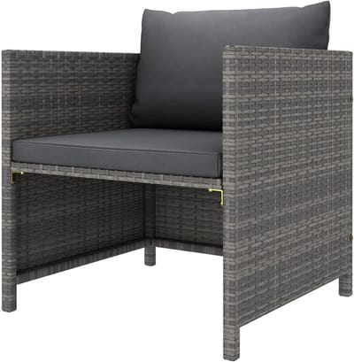 Tuinbank met kussen - Loungeset zitje - Buiten Ontspannen - Weerbestendig PE rotan - 60 x 60 cm - Grijs