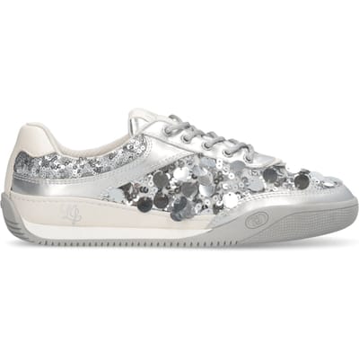 Liu Jo Vrouwen sneakers Lewis 04 met Maxi Seillettes en Laces in Lurex Silver Bicolor tong