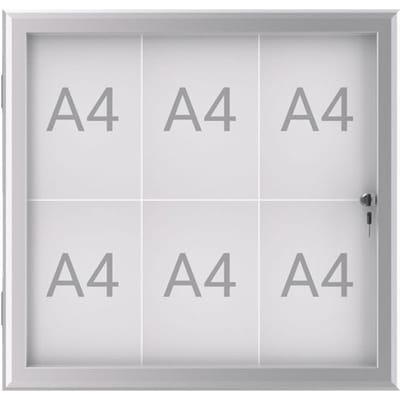 MAUL Vitrine MAULexcite liggend formaat 6 x A4 aluminium 69.6 x 73.9 x 2.8 cm zilver