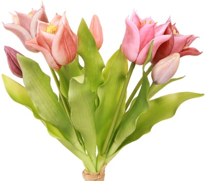 Kunstbloemen Kroon Tulpen Paars Roze 7 stuks in bos 34cm
