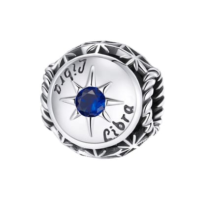 Sterrenbeeld weegschaal bedel met donker blauwe zirkonia steen | bedels voor armband | zodiac libra bead | Zilverana | geschikt voor alle bekende merken | 925 zilver | moederdag