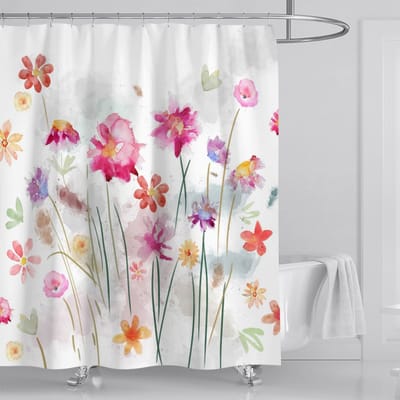 Floraweg Douchegordijn,Shower Curtain,badgordijn,badkamergordijn,Zonnebloem,-topkwaliteit - digitale printen -Anti Schimmel - Inclusief 12 ringen -met 12 stuks douchegordijnhaken – Waterdicht -Wasbaar- Polyester - 180x200 cm