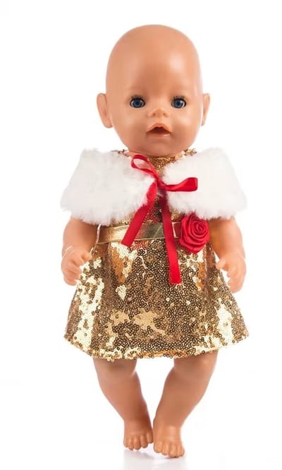Jurkje met Legging en Bolero - Goud - Poppenkleertjes voor Pop 43 cm - Driedelige Set - Geschikt voor o.a. Baby Born
