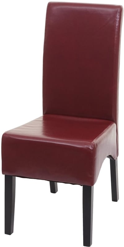 Eetkamerstoel Latina, keukenstoel, leer ~ rood, donkere poten