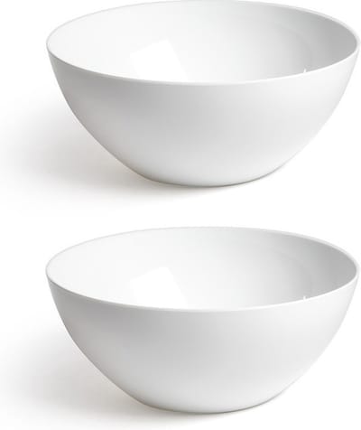 Plasticforte Serveerschaal - 2x stuks - saladeschaal - D26 x H12 cm - kunststof - wit - 3500 ml