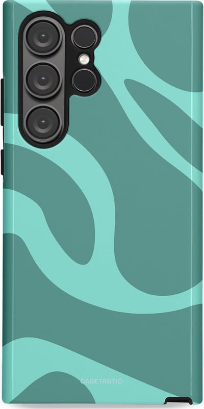 Casetastic Hoesje Geschikt voor Samsung S23 Ultra - Stijlvolle Beschermende Duo-layer Case - Aqua Golven