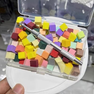 Lot de 100 pinceaux éponges dégradés avec outil de prélèvement pour nail art, gel, vernis, poudre pailletée, outil de manucure multicolore