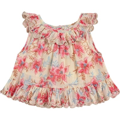 Louise Misha Top Zelie Raspberry Flowers Size: 6M | Shirts Outlet | Unisex | Roze