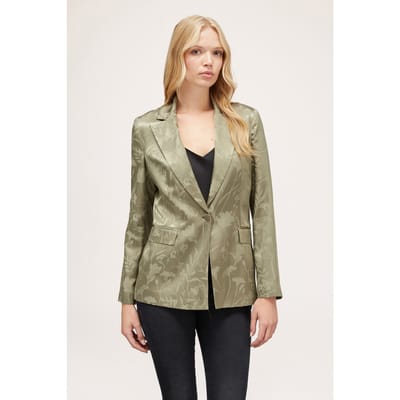 Motivi Single-breasted Jacquard Satin Jacket Green Maat: 42 | Blazers Outlet | Dames | Groen