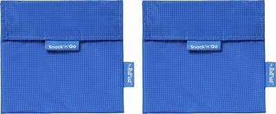 Snack'n'Go Active Blauw - Herbruikbaar Boterhamzakje en Snackverpakking - Sluiting met klittenband - BPA-vrij - Waterdichte binnenlaag - Wasbaar tot 60°C - 2 stuks