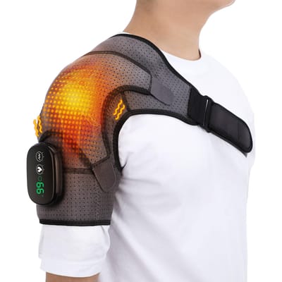 Orthèse d'épaule chauffante électrique avec affichage LED, massage par vibrations pour le soin des articulations et la relaxation musculaire, ceinture de soutien.