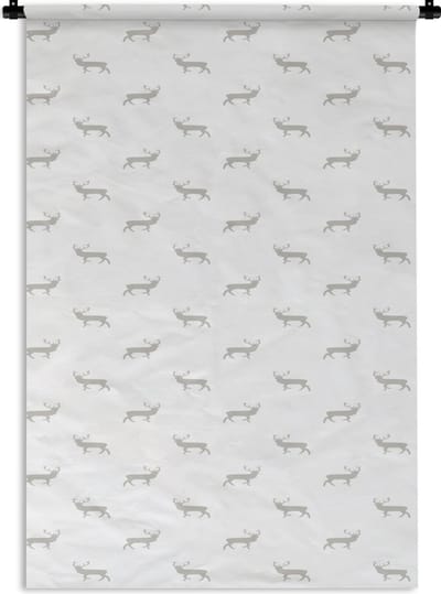 Wandkleed - Wanddoek - Patronen - Hert - Wit - 120x180 cm - Wandtapijt