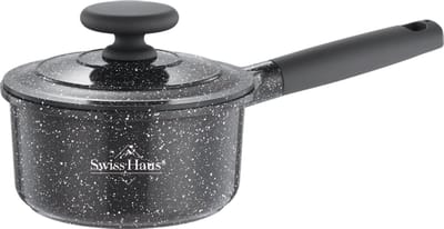 Swiss Haus® MS16S Steelpan Inductie - Ø 16 cm / 1.5 Liter - PFAS Vrij - Sauspan Met Sapphire™ Antiaanbaklaag - Steelpannen Voor Alle Warmtebronnen - Grijs