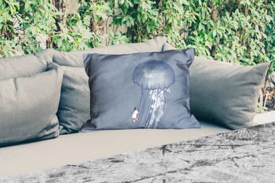 Buitenkussens - Tuin - Kinderen - Kwal - Zeedieren - Vintage - 50x30 cm