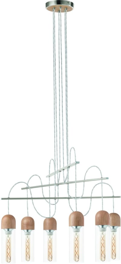 EGLO Zacharo 1 Hanglamp - E27 - Hout|Staal|Glas - Grijs|Bruin