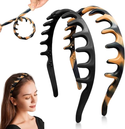 KZQ Set Van Twee Antislip Siliconen Haarbanden In Kamvorm - Breukbestendige Elastische Haarelastiekjes Voor Dames - Modieuze Haaraccessoires In Zwart En Schildpadpatroon