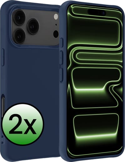 Hoesje 2 Stuks - Geschikt voor Apple iPhone 17 Pro Max - Sterk & Shockproof - Case Siliconen - Back Cover - Telefoon Hoes - Donkerblauw