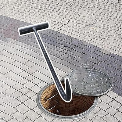 Afvoer Deksel Haak - Riool Hefgereedschap - Zware Deksel Openen - Duurzaam Versterkte Staven - 12 mm Diameter - Zwart
