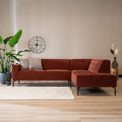 Bronx71® Hoekbank Kansas koper ribstof rechts