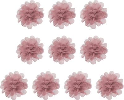 10x Chiffon Bloemen 7cm Oudroze Stof Applicaties voor Knutselen, Haaraccessoires en Bruiloft Decoratie