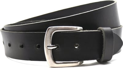 Moderiemen - 4 cm zwarte riem - Riemmaat 105 - totale lengte riem 120 cm - rundleer - Heren riem / dames riem - zwarte jeansriem met zilveren gesp