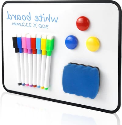 Magnetisch Whiteboard 30 x 21 cm - Droog afwasbaar met stiften, magneten en rubber voor school, thuis en kantoor, ideaal voor kinderen en schrijven