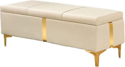 Opbergbank Kunstleer - Voetsteun Gestoffeerd - Ruimte Organiseren - Rechthoekige Vorm - 100 x 40 x 45 cm - Kleur3