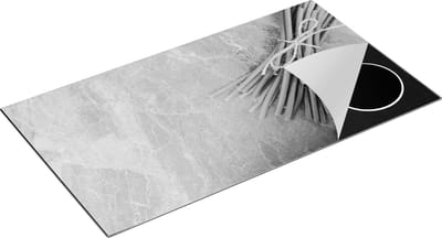Chefcare Inductie Beschermer Sperziebonen op Grijze Marmer - Zwart Wit - 95x50 cm - Afdekplaat Inductie - Kookplaat Beschermer - Inductie Mat