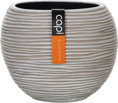 Capi Europe - Vaas bol Rib Anthracite & Ivory - 18x15 - Ivoor - Opening Ø11 - Bloempot voor binnen - 5 jaar garantie - BOFI102