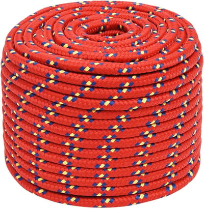 Boottouw Polypropyleen - Gevlochten Touw - Kamperen en Transport - Weerbestendig Materiaal - 12 mm x 25 m - Rood