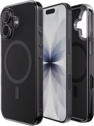 Reovo - Hoesje Geschikt voor iPhone 17 - Geschikt voor MagSafe - Transparant - Zwart - anti-val technologie
