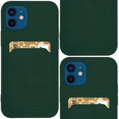 Étui Portefeuille en Silicone avec Poche pour Carte Documents pour Samsung Galaxy A22 4G Vert Foncé