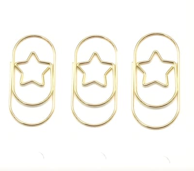 3 MEGA goud paperclips ster - 2.4 x 5 cm - kerst - kerstmis - december - leuk inpakken