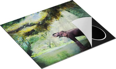 Chefcare Inductie Beschermer Vrolijke Olifant in het Water - 60x50 cm - Afdekplaat Inductie - Kookplaat Beschermer - Inductie Mat