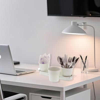Set van 3 Witte Binnenkruidenpotten, Decoratieve Potten voor Keukenvenster, Geschikt voor Kruidenteelt en Organisatie van Planten
