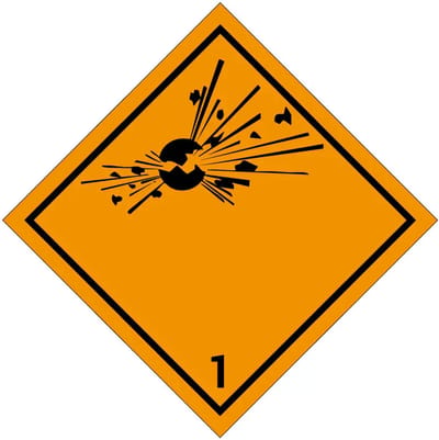 ADR klasse 1 explosieve stoffen bord | gecoat dibond materiaal | 25 x 25 cm