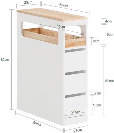 DIMICO - Ladekast - Opbergkast - Kast - Trolley kar op wieltjes - Badkamer - Keuken - Wit - 3 Laden - Draagkracht tot 40KG