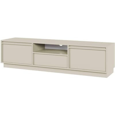 Selsey Evo - RTV-kast met twee deuren en een lade van 154 cm - Grijsbeige op een sokkel