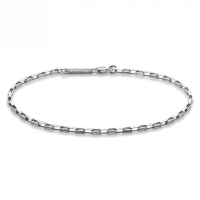 New Classics | 2 mm 925 sterling zilveren rechthoekige kabelschakelarmband