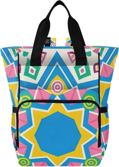 Luiertas Rugzak - Baby Tas - Dagelijkse Uitjes - Waterafstotend Nylon - 28x13x36 cm - Kleurrijk Patroon
