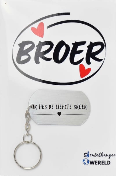 ik heb de liefste broer Sleutelhanger inclusief kaart - broer cadeau - broer - Leuk kado voor je broer om te geven - 2.9 x 5.4CM