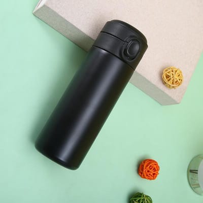 Tasse à pois simple en acier inoxydable à couvercle à pression, tasse portable à verrouillage, tasse isolée sous vide, tasse à eau 320ml