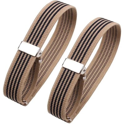 1 Paar Verstelbare Maat Elastische Armband Enkele Kleur Armbanden Trendy Kleding Accessoires Praktische Top Mouw Klemmen beige