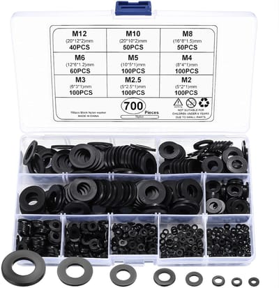 Famanu – Nylon sluitringen assortiment 700 stuks kunststof afdichtringen M2 tot M12 isolerend en trillingsdempend