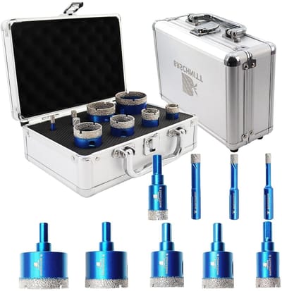 Diamant Boor Set - Gatenzaag Kit - Tegels Boren - Vacuüm Gesoldeerde Technologie - 9 Stuks 6-50mm - Zilver