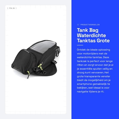 Dailygoods- Tanktas Waterdicht - Magnetisch - Grote Venster - Slijtvast - Geschikt voor Smartphone - Hoogwaardige Ox-stoffen - Motorfiets Tas