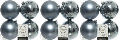 Decoris Kerstballen - 12x st - grijs blauw - D10 cm - kunststof - kerstversiering